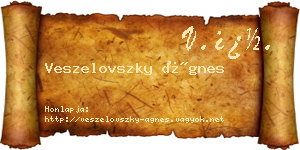 Veszelovszky Ágnes névjegykártya